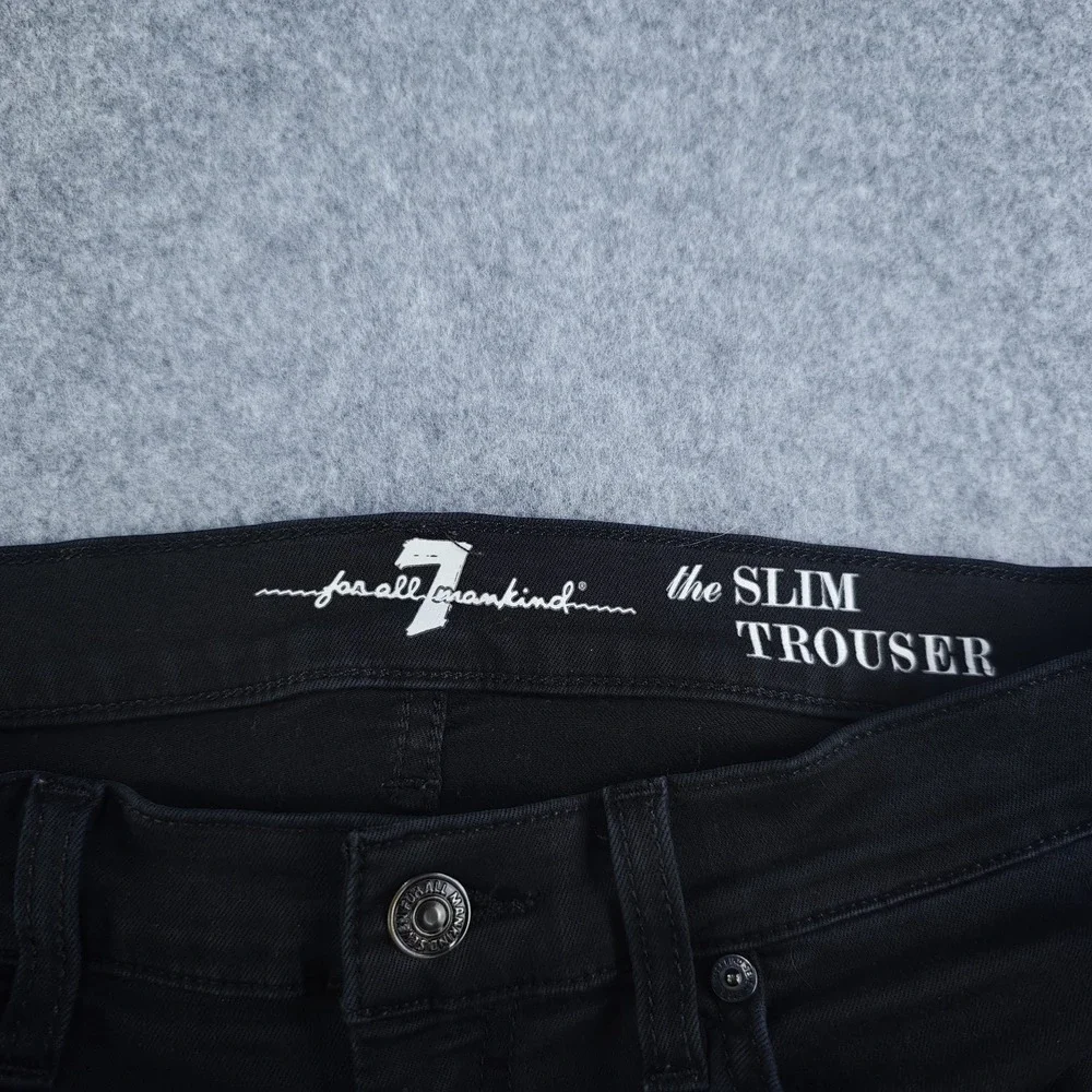 7 For All Mankind Slim Trouser Jeans Women's 29 Black Flare Stretch Denim 30x33